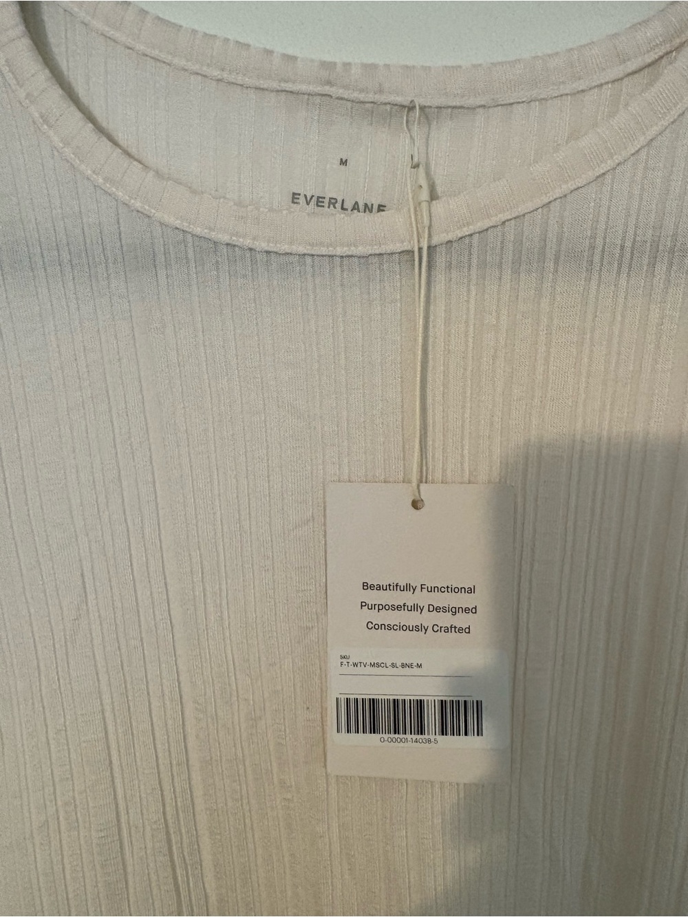 NWT Everlane Off White Rib Muscle Tee Short Sleeve Neutral Chic Feminine Casual - Picture 7 of 11